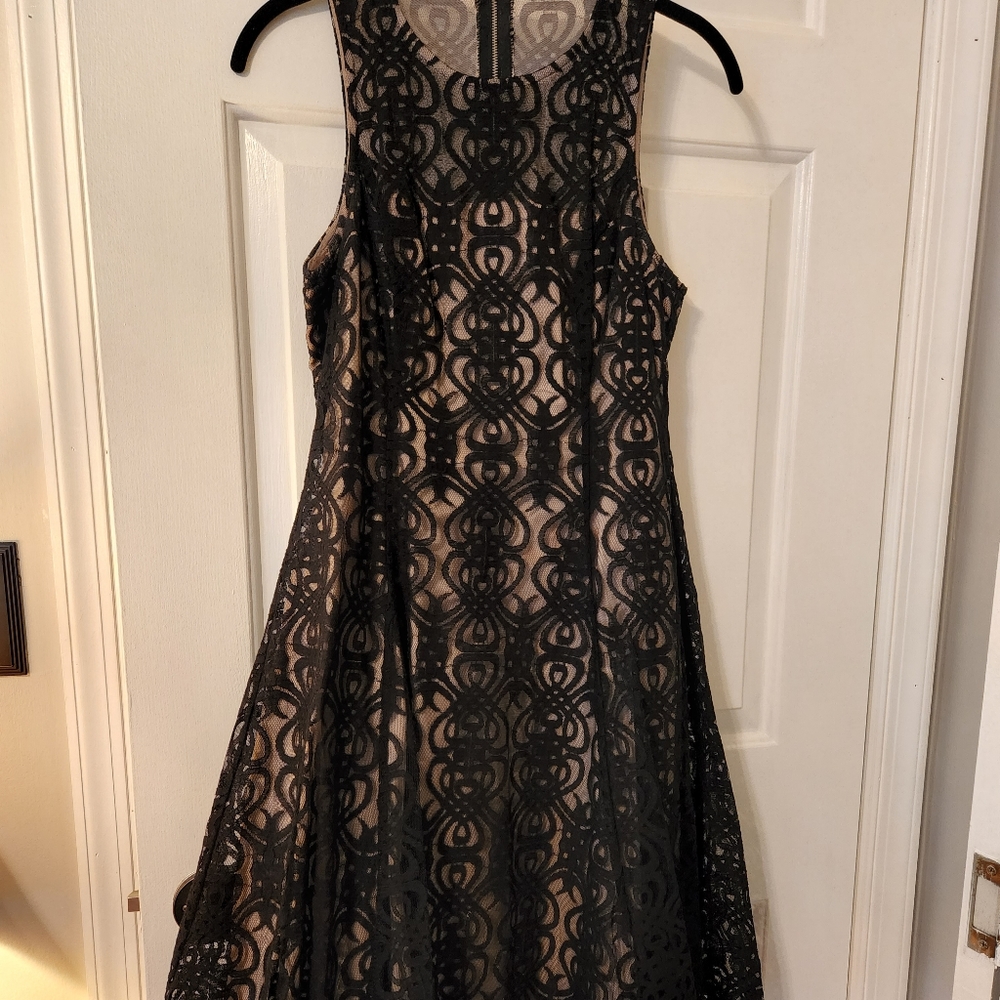 Maggy London | Black and Tan Illusion Dress